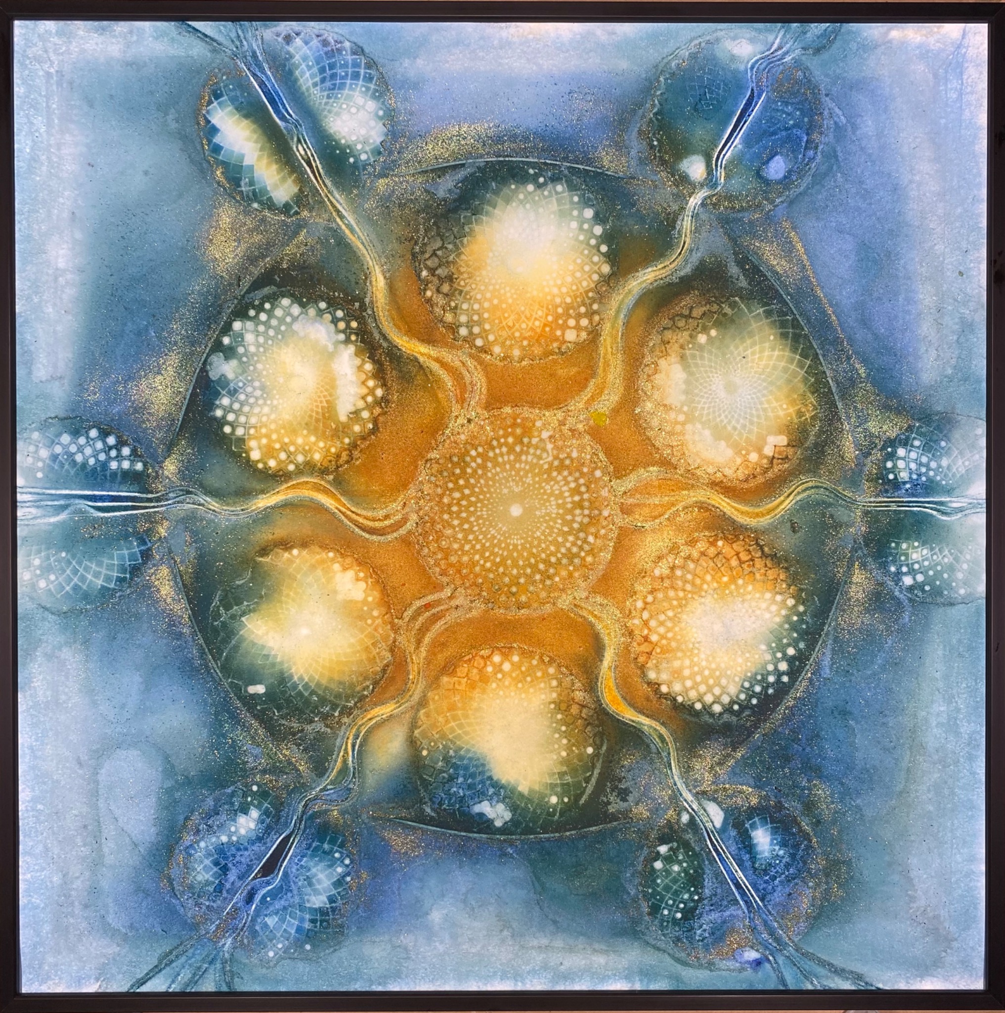 Blue gold structural painting