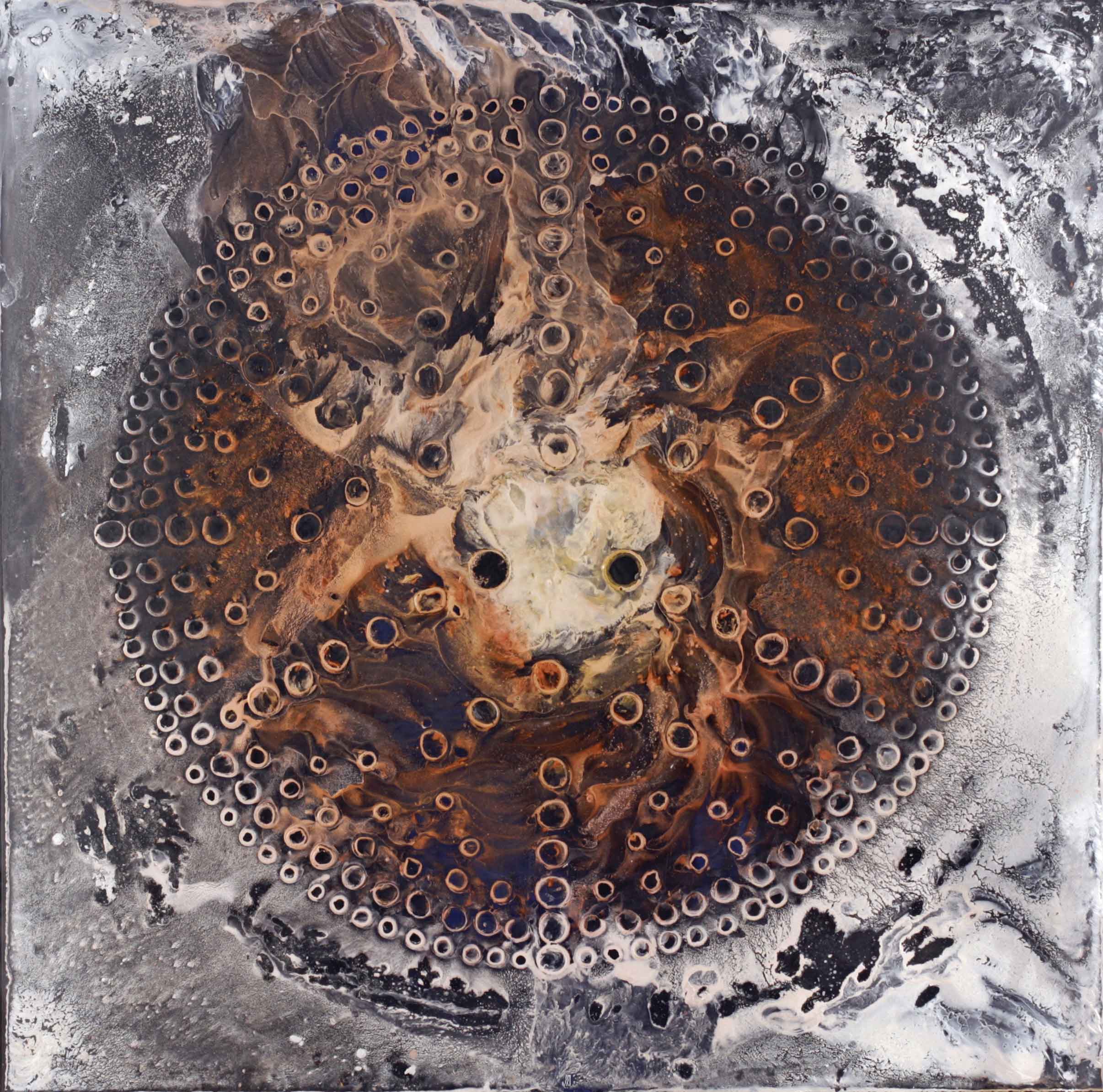 Black white copper circular work