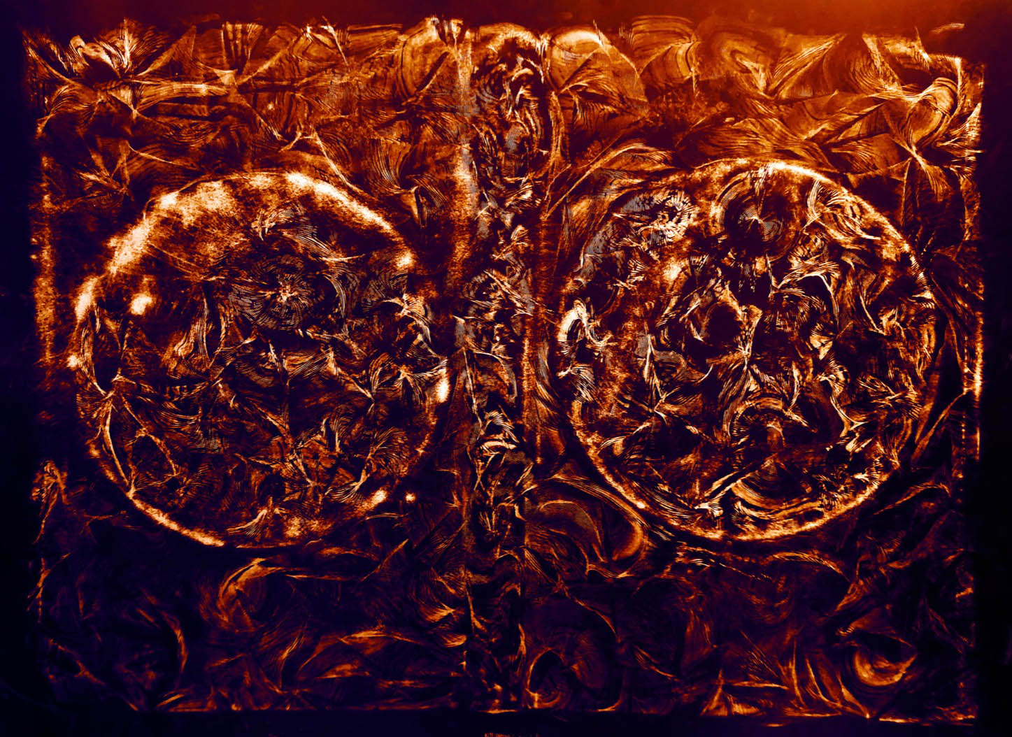 Dark copper circular painting